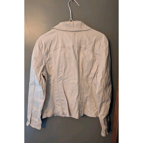 Women's AMI White Button Down LS Casual Jacket Stretch Silver Buttons Size Large - Picture 4 of 4